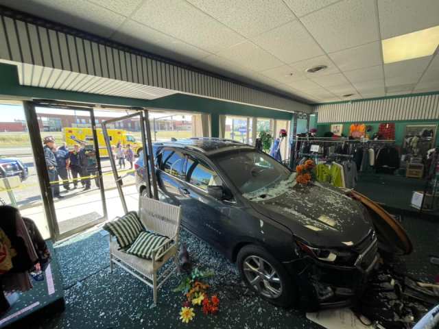 Vandalia Fire responded to a consignment shop at 52 South Dixie Drive on reports of a car crashing into the storefront. The incident occurred around 12:30 p.m. on Oct. 10.