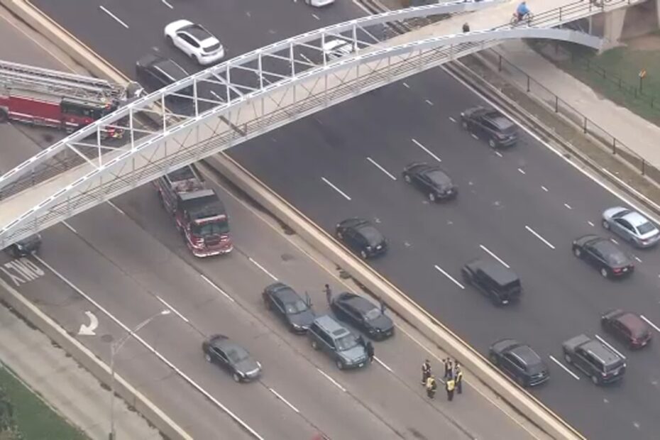 Chopper7 was over a car crash in the northbound lanes of DuSable Lake Shore Drive during rush hour Thursday evening.