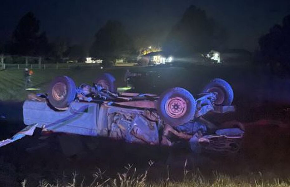 Two people were injured following a two-vehicle accident in Tecumseh Sunday evening, that left both vehicles in the front yard of a home.