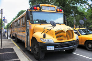 A school bus was involved in a Hempstead collision with two other vehicles on the Southern State Parkway by Exit 19.