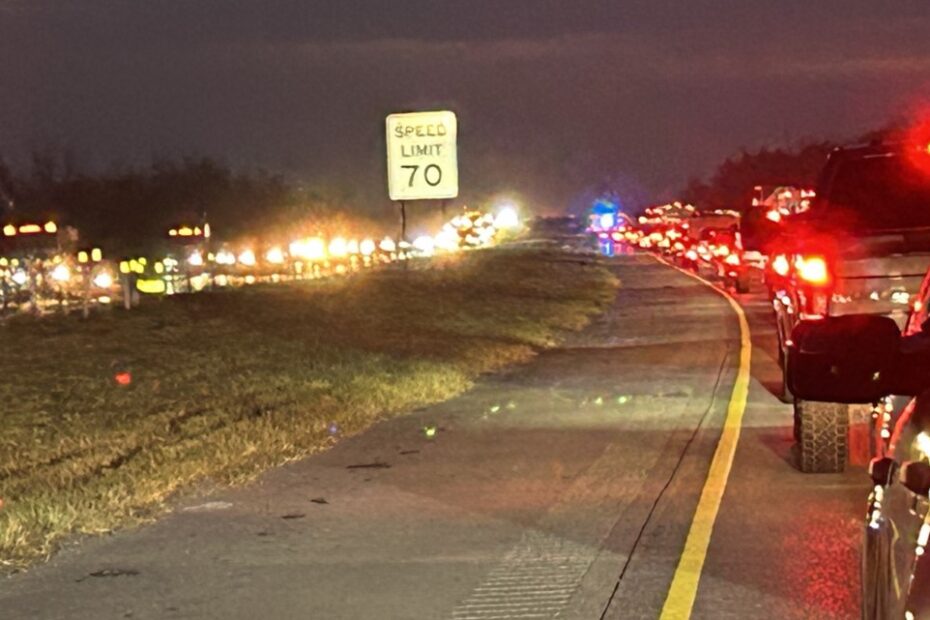 Two of the vehicles involved overturned. It is unclear at this time what caused the crash or the extent of the people’s injuries.